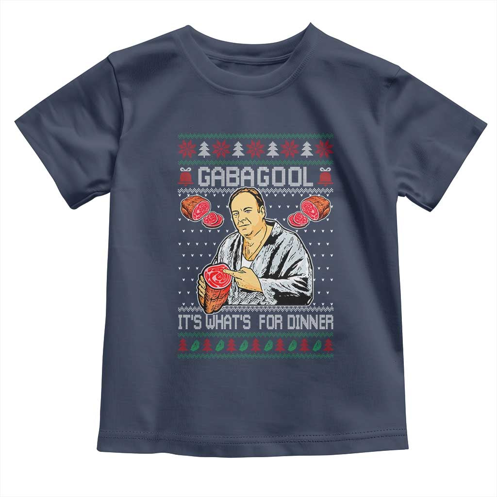 Funny Christmas Mafia Toddler T Shirt Gabagool It Is Whats For Dinner Gangster Movie TS11 Navy Print Your Wear