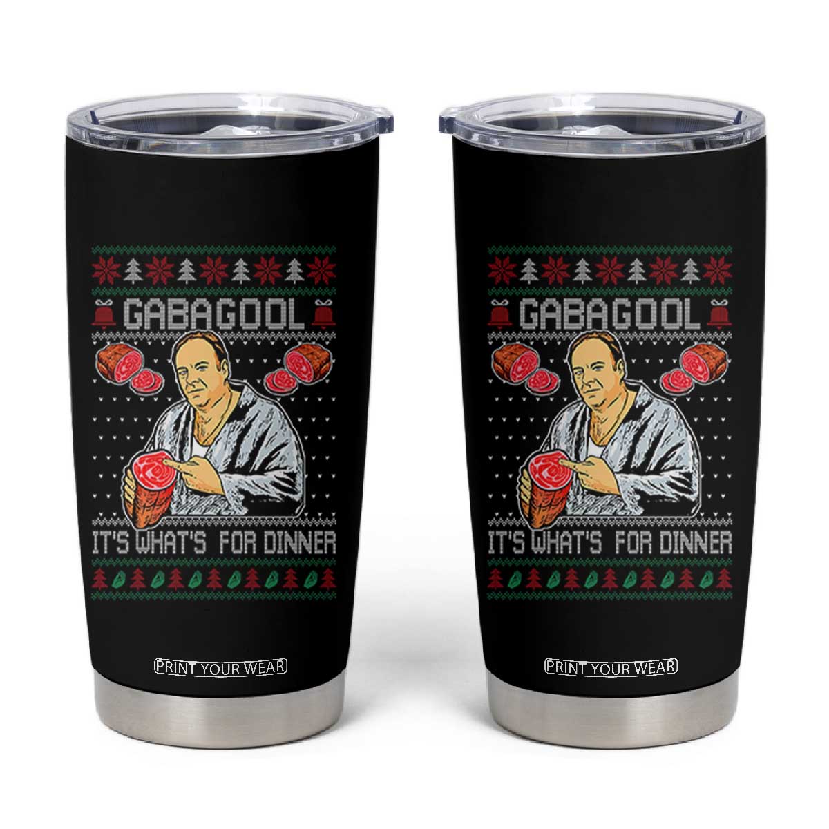 Funny Christmas Mafia Tumbler Cup Gabagool It Is Whats For Dinner Gangster Movie TS11 Black Print Your Wear
