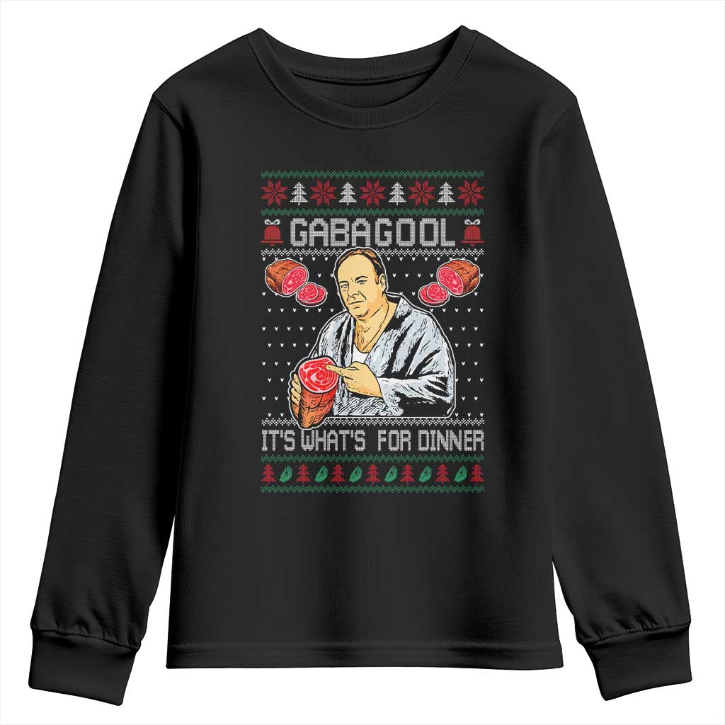 Funny Christmas Mafia Youth Sweatshirt Gabagool It Is Whats For Dinner Gangster Movie TS11 Black Print Your Wear