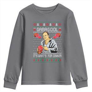 Funny Christmas Mafia Youth Sweatshirt Gabagool It Is Whats For Dinner Gangster Movie TS11 Charcoal Print Your Wear