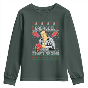 Funny Christmas Mafia Youth Sweatshirt Gabagool It Is Whats For Dinner Gangster Movie TS11 Dark Forest Green Print Your Wear