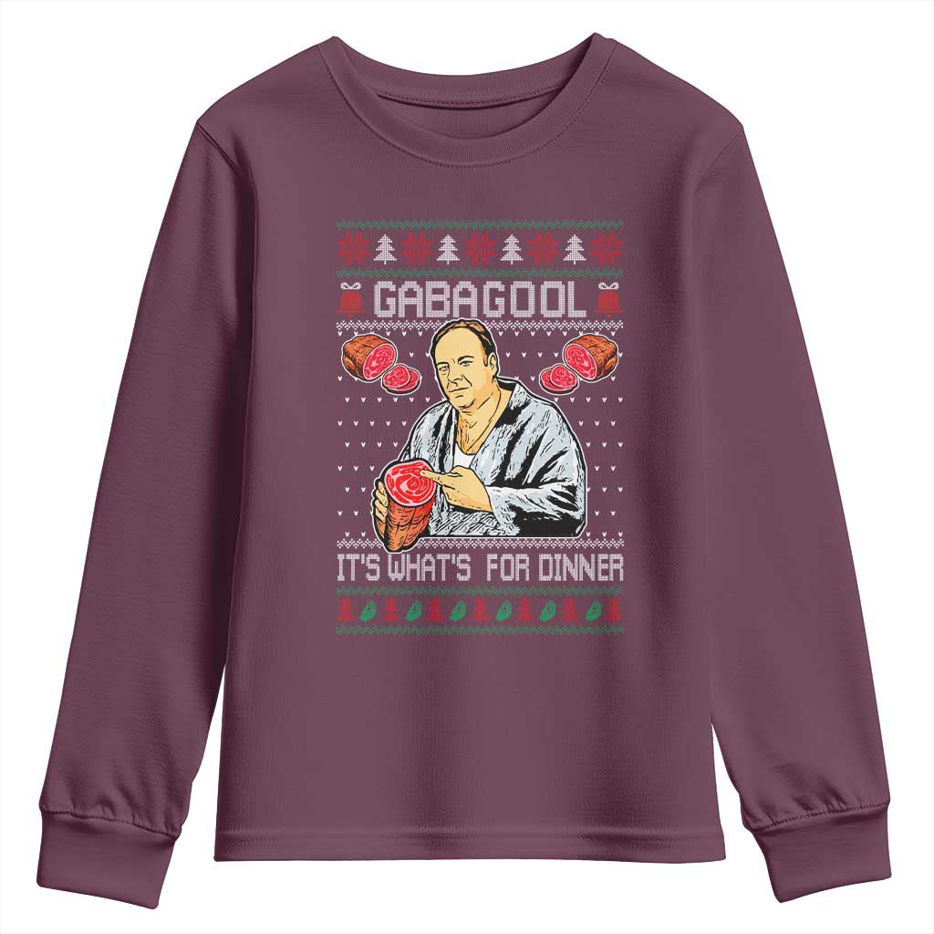 Funny Christmas Mafia Youth Sweatshirt Gabagool It Is Whats For Dinner Gangster Movie TS11 Maroon Print Your Wear