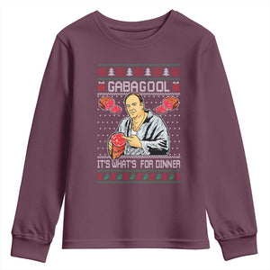 Funny Christmas Mafia Youth Sweatshirt Gabagool It Is Whats For Dinner Gangster Movie TS11 Maroon Print Your Wear