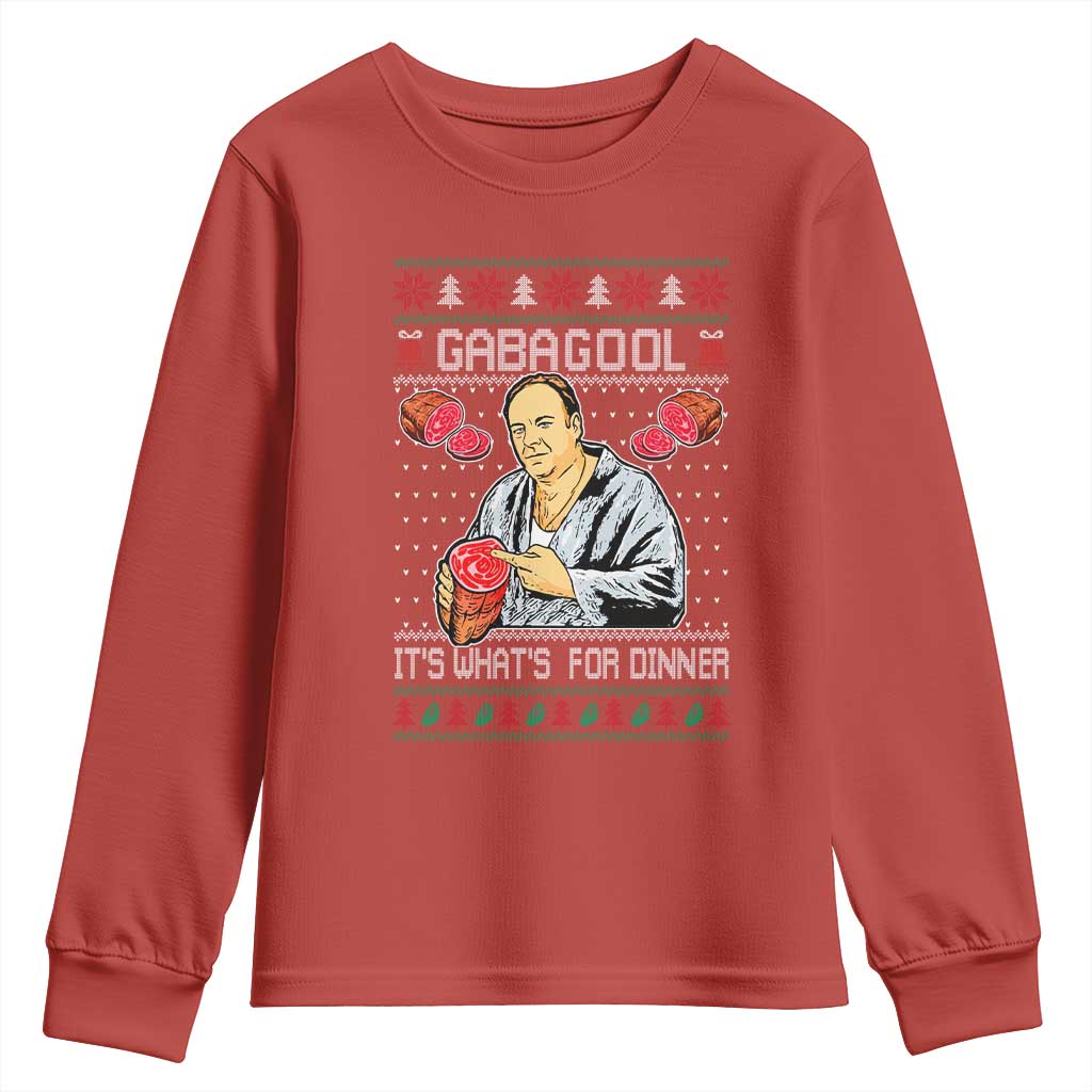Funny Christmas Mafia Youth Sweatshirt Gabagool It Is Whats For Dinner Gangster Movie TS11 Red Print Your Wear