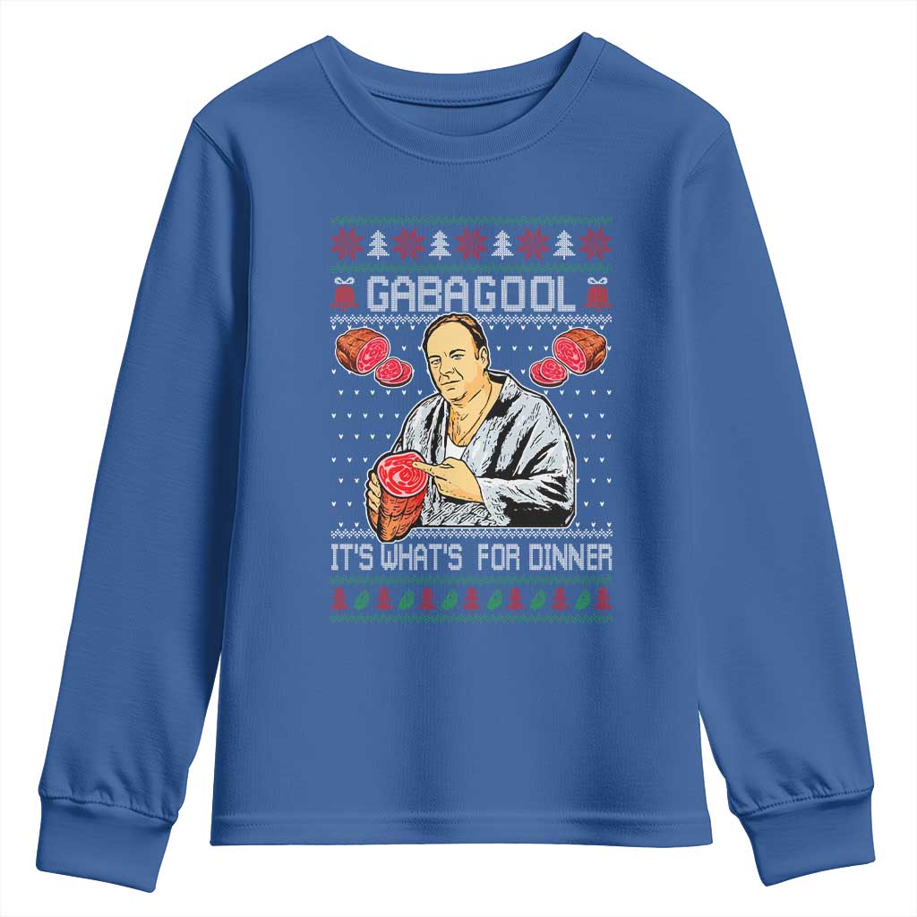 Funny Christmas Mafia Youth Sweatshirt Gabagool It Is Whats For Dinner Gangster Movie TS11 Royal Blue Print Your Wear