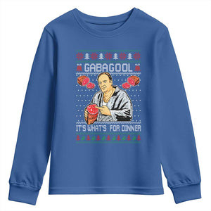 Funny Christmas Mafia Youth Sweatshirt Gabagool It Is Whats For Dinner Gangster Movie TS11 Royal Blue Print Your Wear