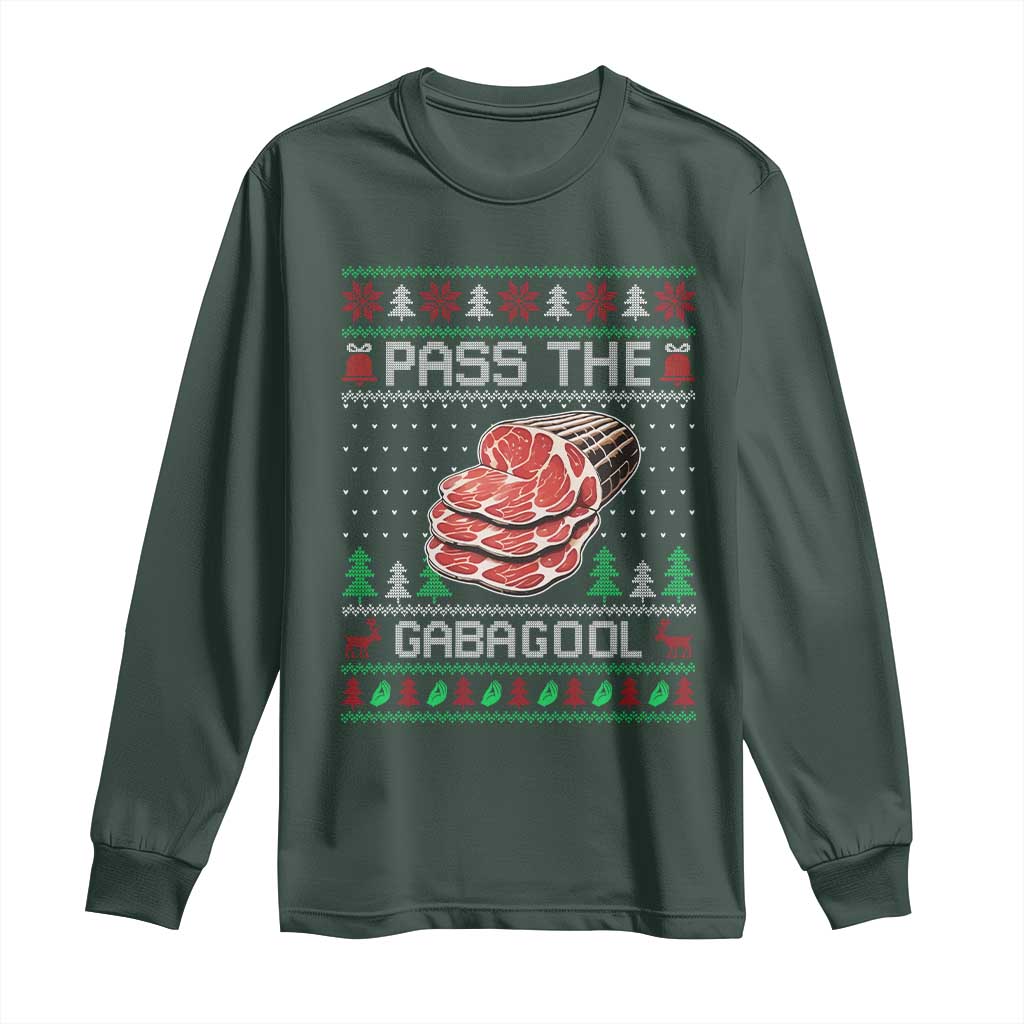 Funny Pass The Gabagool Christmas Long Sleeve Shirt Italian Food TS11 Dark Forest Green Print Your Wear