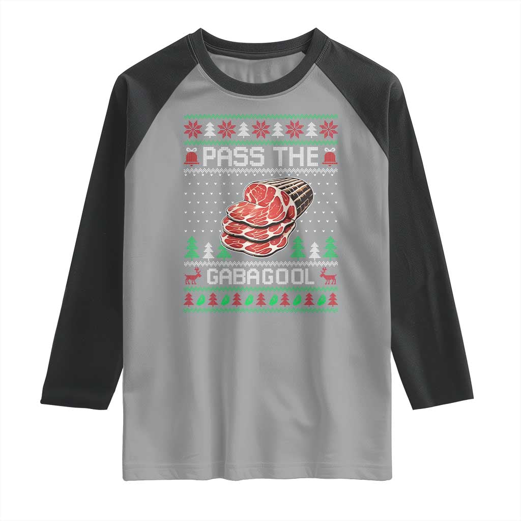 Funny Pass The Gabagool Christmas Raglan Shirt Italian Food TS11 Sport Gray Black Print Your Wear