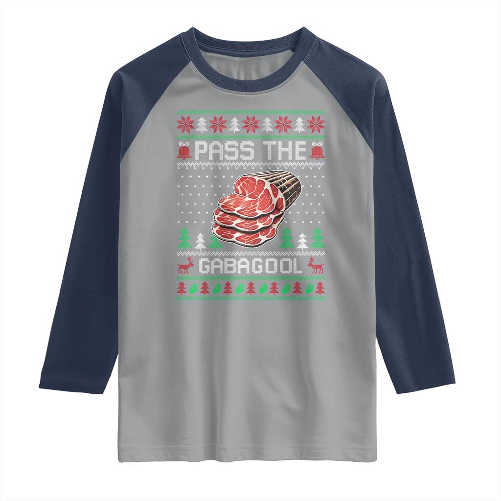 Funny Pass The Gabagool Christmas Raglan Shirt Italian Food TS11 Sport Gray Navy Print Your Wear