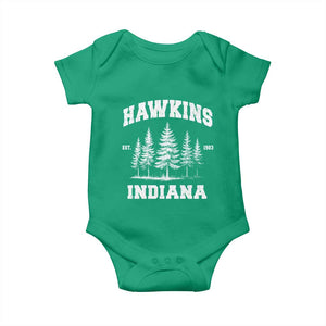 Funny Hawkins Sci Fi Lover Baby Onesie Indiana Strangers Pine Tree TS11 Irish Green Print Your Wear