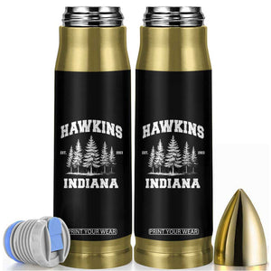 Funny Hawkins Sci Fi Lover Bullet Tumbler Indiana Strangers Pine Tree TS11 Black Print Your Wear