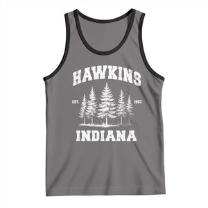 Funny Hawkins Sci Fi Lover Tank Top Indiana Strangers Pine Tree TS11 Deep Heather Black Print Your Wear