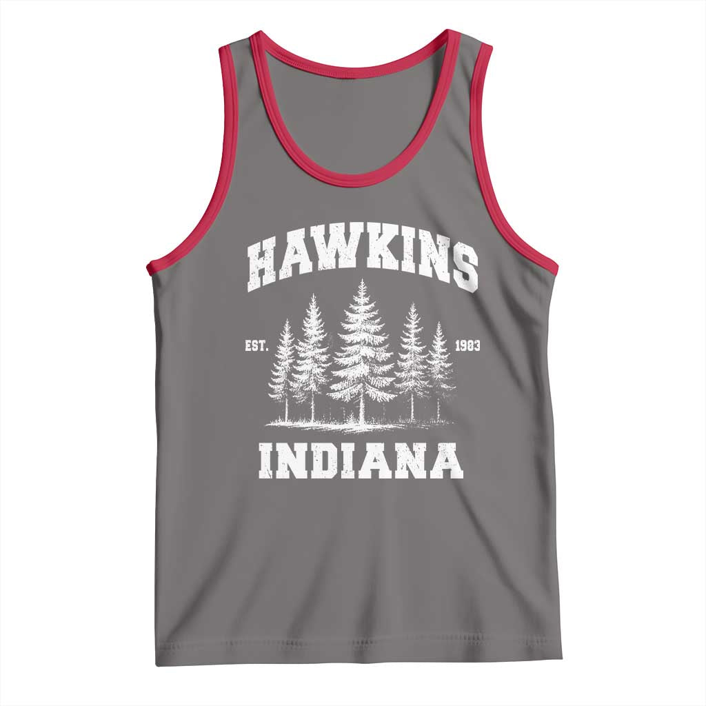 Funny Hawkins Sci Fi Lover Tank Top Indiana Strangers Pine Tree TS11 Deep Heather Red Print Your Wear