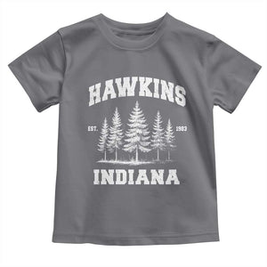 Funny Hawkins Sci Fi Lover Toddler T Shirt Indiana Strangers Pine Tree TS11 Charcoal Print Your Wear
