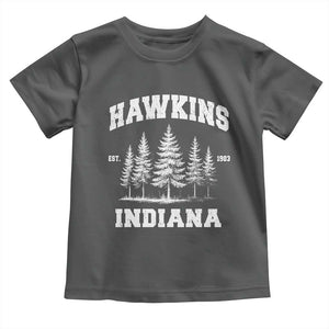 Funny Hawkins Sci Fi Lover Toddler T Shirt Indiana Strangers Pine Tree TS11 Dark Heather Print Your Wear