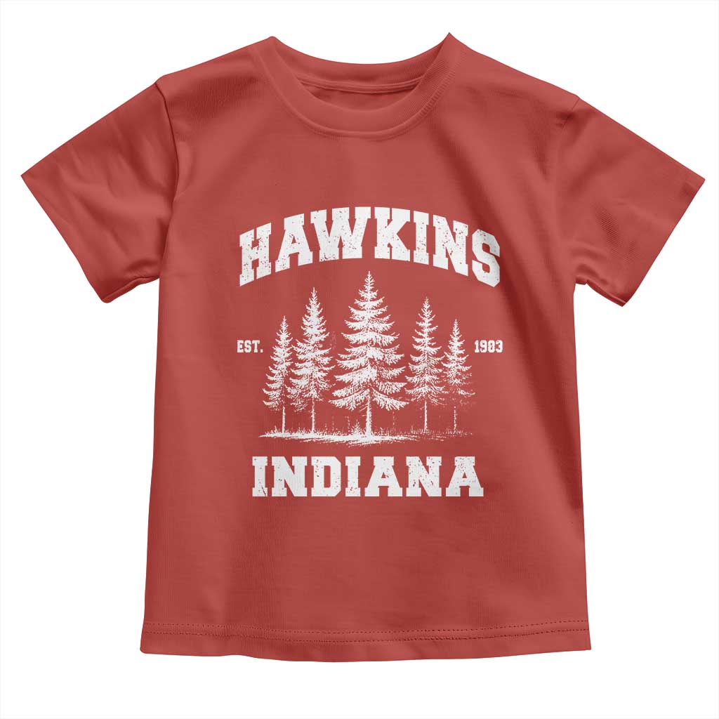 Funny Hawkins Sci Fi Lover Toddler T Shirt Indiana Strangers Pine Tree TS11 Red Print Your Wear