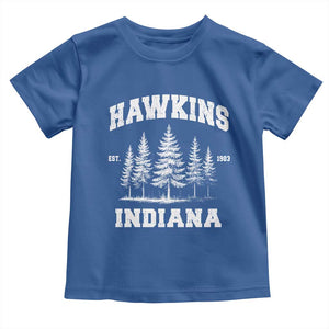 Funny Hawkins Sci Fi Lover Toddler T Shirt Indiana Strangers Pine Tree TS11 Royal Blue Print Your Wear