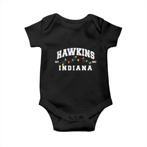 Funny Stranger Christmas Baby Onesie Hawkins Xmas Lights TS11 Black Print Your Wear