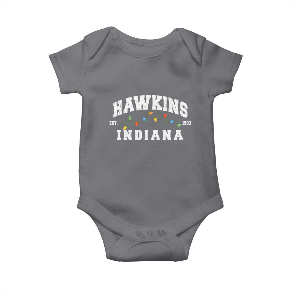 Funny Stranger Christmas Baby Onesie Hawkins Xmas Lights TS11 Charcoal Print Your Wear