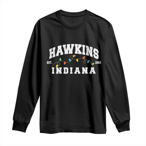 Funny Stranger Christmas Long Sleeve Shirt Hawkins Xmas Lights TS11 Black Print Your Wear