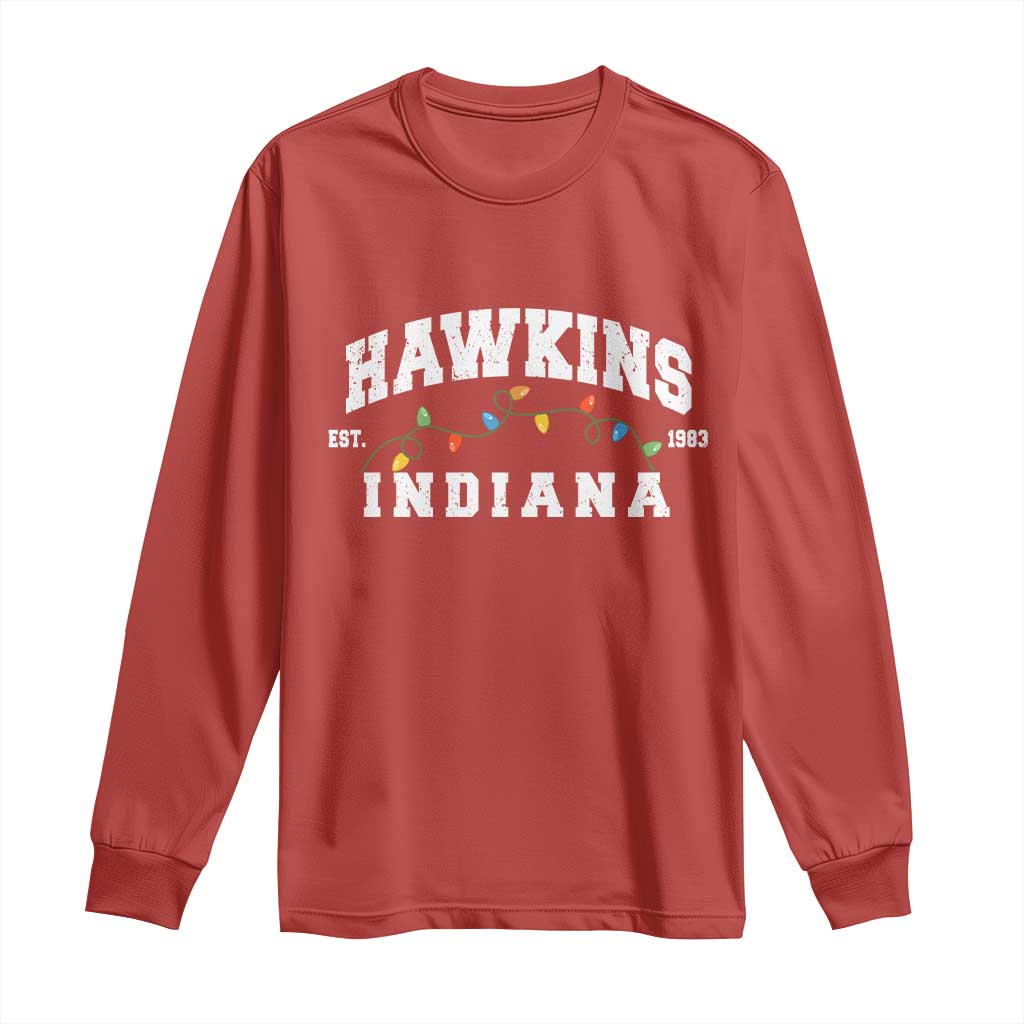 Funny Stranger Christmas Long Sleeve Shirt Hawkins Xmas Lights TS11 Red Print Your Wear