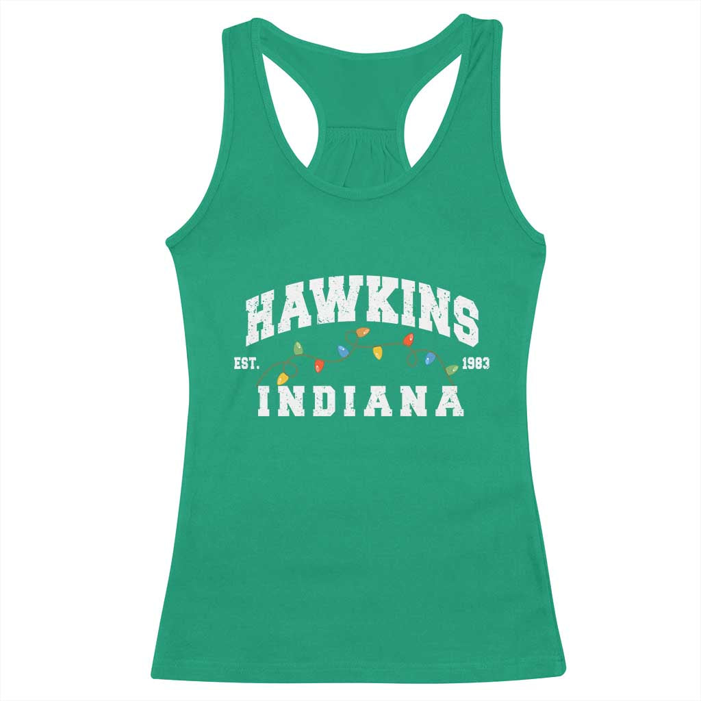 Funny Stranger Christmas Racerback Tank Top Hawkins Xmas Lights TS11 Irish Green Print Your Wear