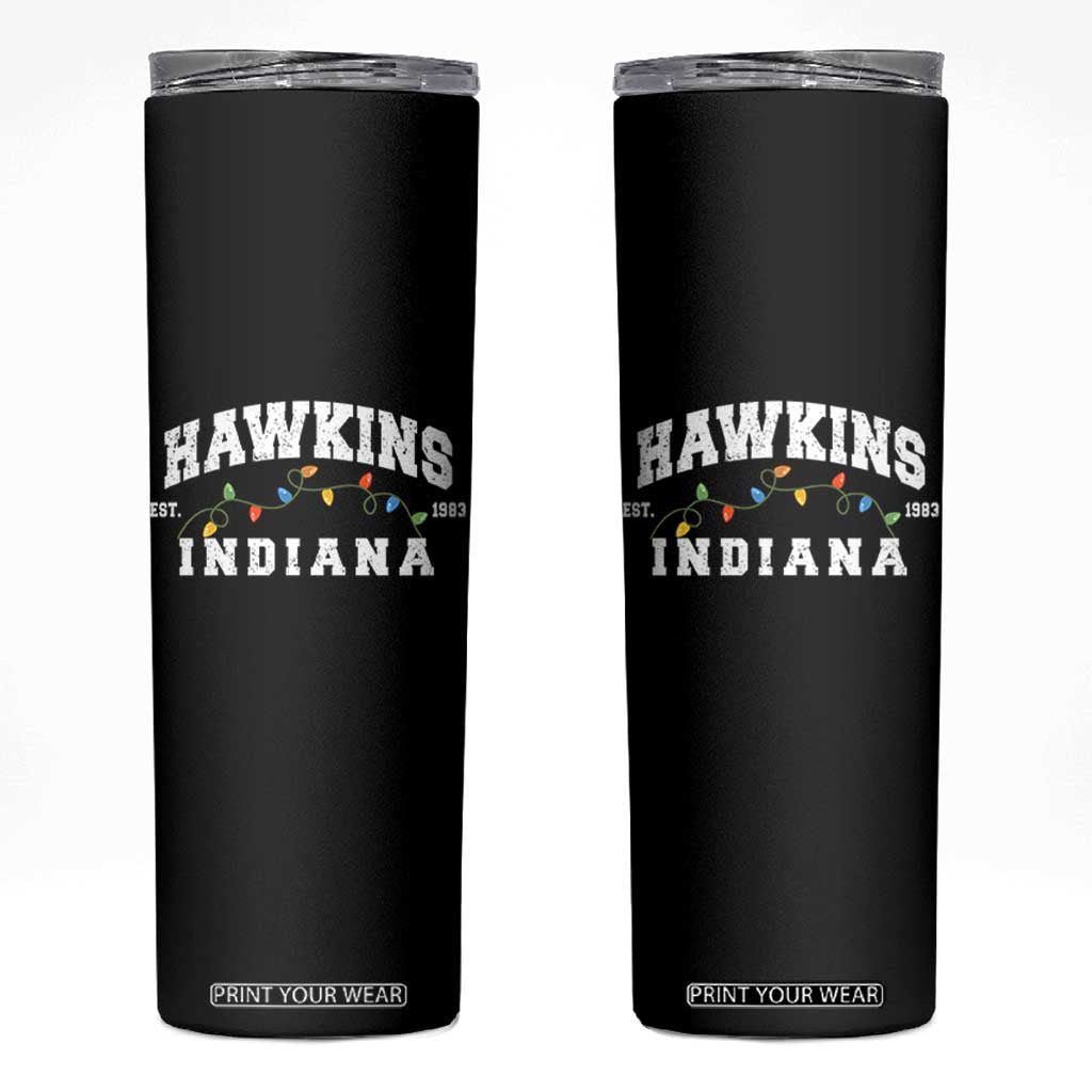 Funny Stranger Christmas Skinny Tumbler Hawkins Xmas Lights TS11 Black Print Your Wear