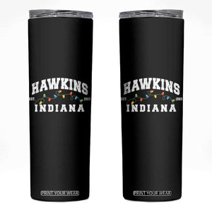 Funny Stranger Christmas Skinny Tumbler Hawkins Xmas Lights TS11 Black Print Your Wear