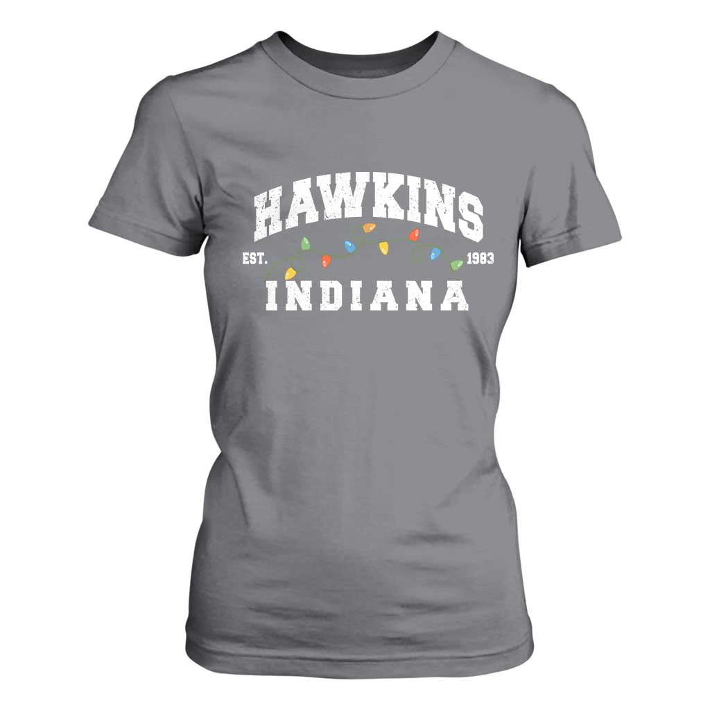 Funny Stranger Christmas T Shirt For Women Hawkins Xmas Lights TS11 Charcoal Print Your Wear