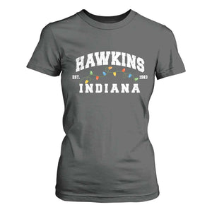 Funny Stranger Christmas T Shirt For Women Hawkins Xmas Lights TS11 Dark Heather Print Your Wear