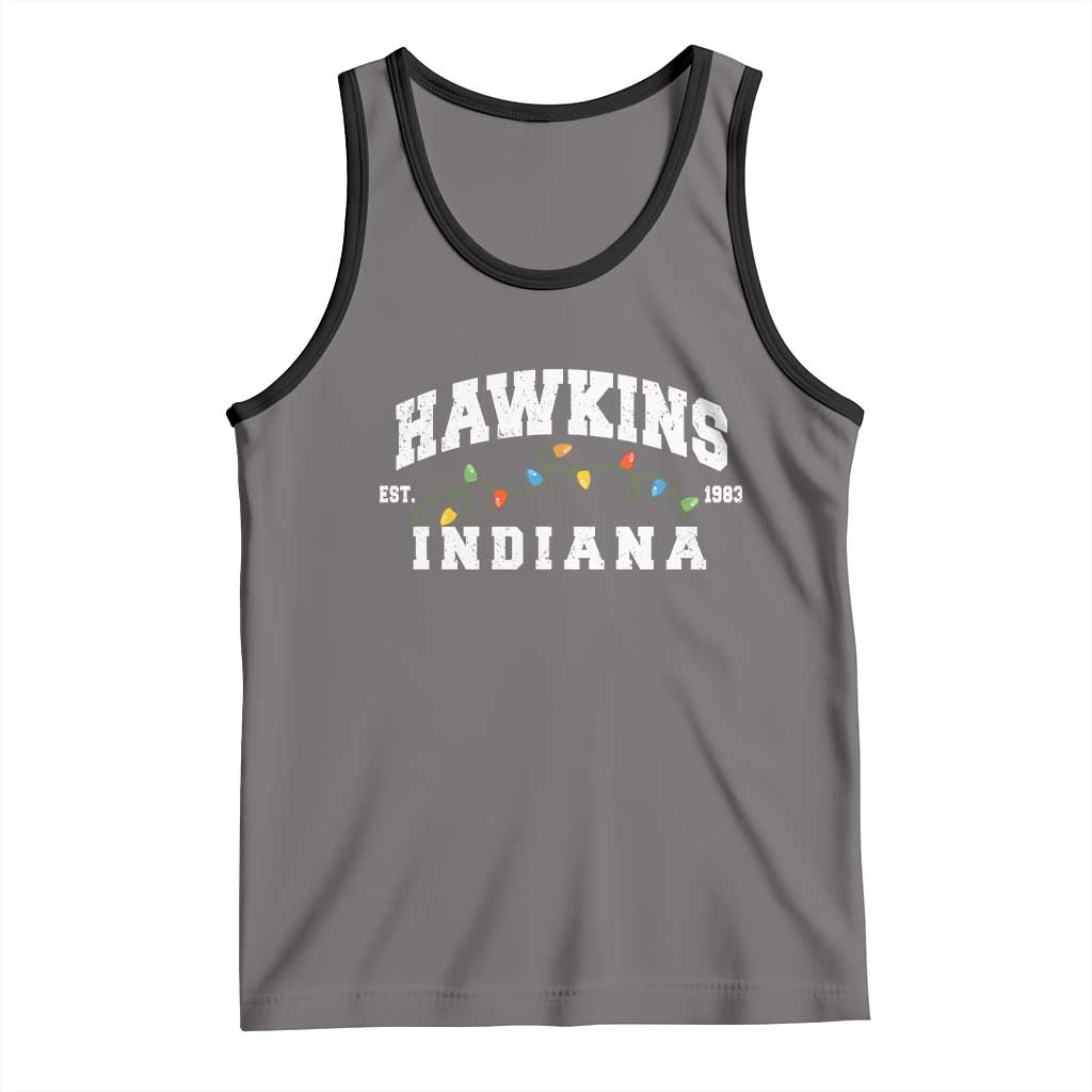 Funny Stranger Christmas Tank Top Hawkins Xmas Lights TS11 Deep Heather Black Print Your Wear