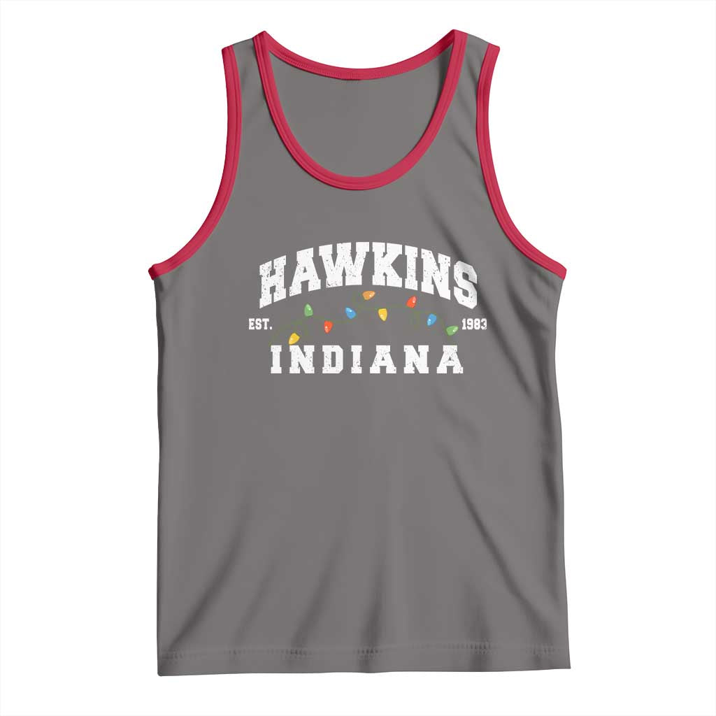 Funny Stranger Christmas Tank Top Hawkins Xmas Lights TS11 Deep Heather Red Print Your Wear