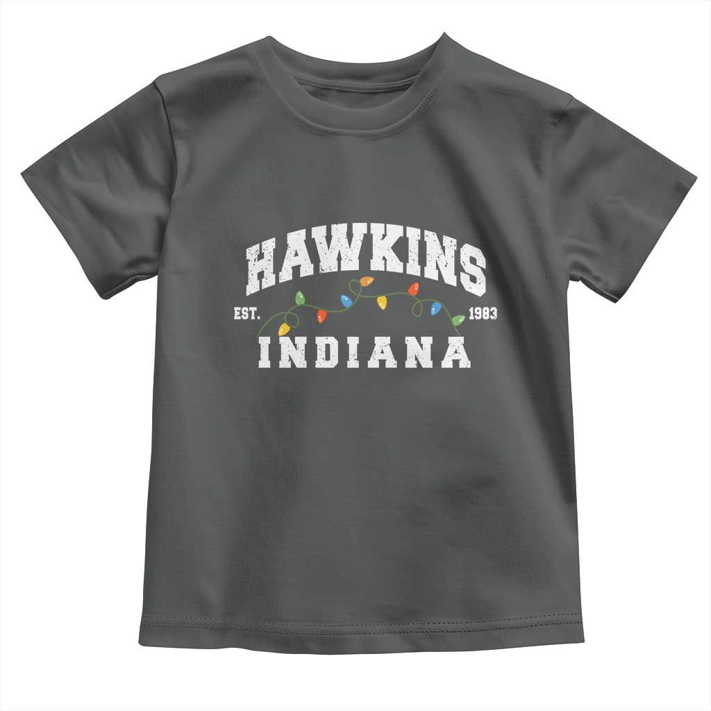 Funny Stranger Christmas Toddler T Shirt Hawkins Xmas Lights TS11 Dark Heather Print Your Wear