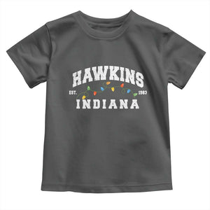 Funny Stranger Christmas Toddler T Shirt Hawkins Xmas Lights TS11 Dark Heather Print Your Wear