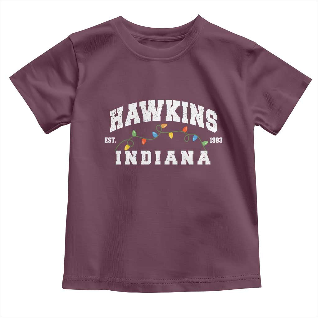 Funny Stranger Christmas Toddler T Shirt Hawkins Xmas Lights TS11 Maroon Print Your Wear