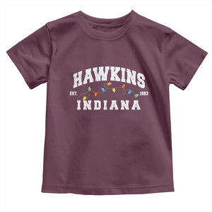 Funny Stranger Christmas Toddler T Shirt Hawkins Xmas Lights TS11 Maroon Print Your Wear