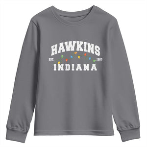 Funny Stranger Christmas Youth Sweatshirt Hawkins Xmas Lights TS11 Charcoal Print Your Wear