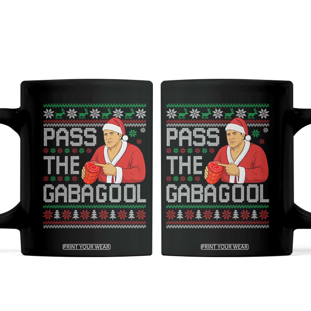 Funny Pass The Gabagool Christmas Coffee Mug Italian Food Xmas Mafia Gangster Movie TS11 Black Print Your Wear