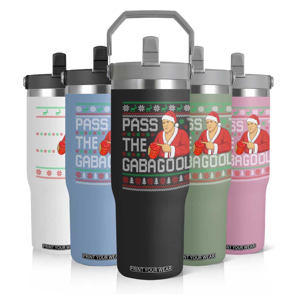 Funny Pass The Gabagool Christmas Flip Straw Tumbler Italian Food Xmas Mafia Gangster Movie TS11 Print Your Wear