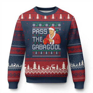 Funny Pass The Gabagool Xmas Ugly Christmas Sweater Italian Food Xmas Mafia Gangster Movie TS11 Navy Red Print Your Wear