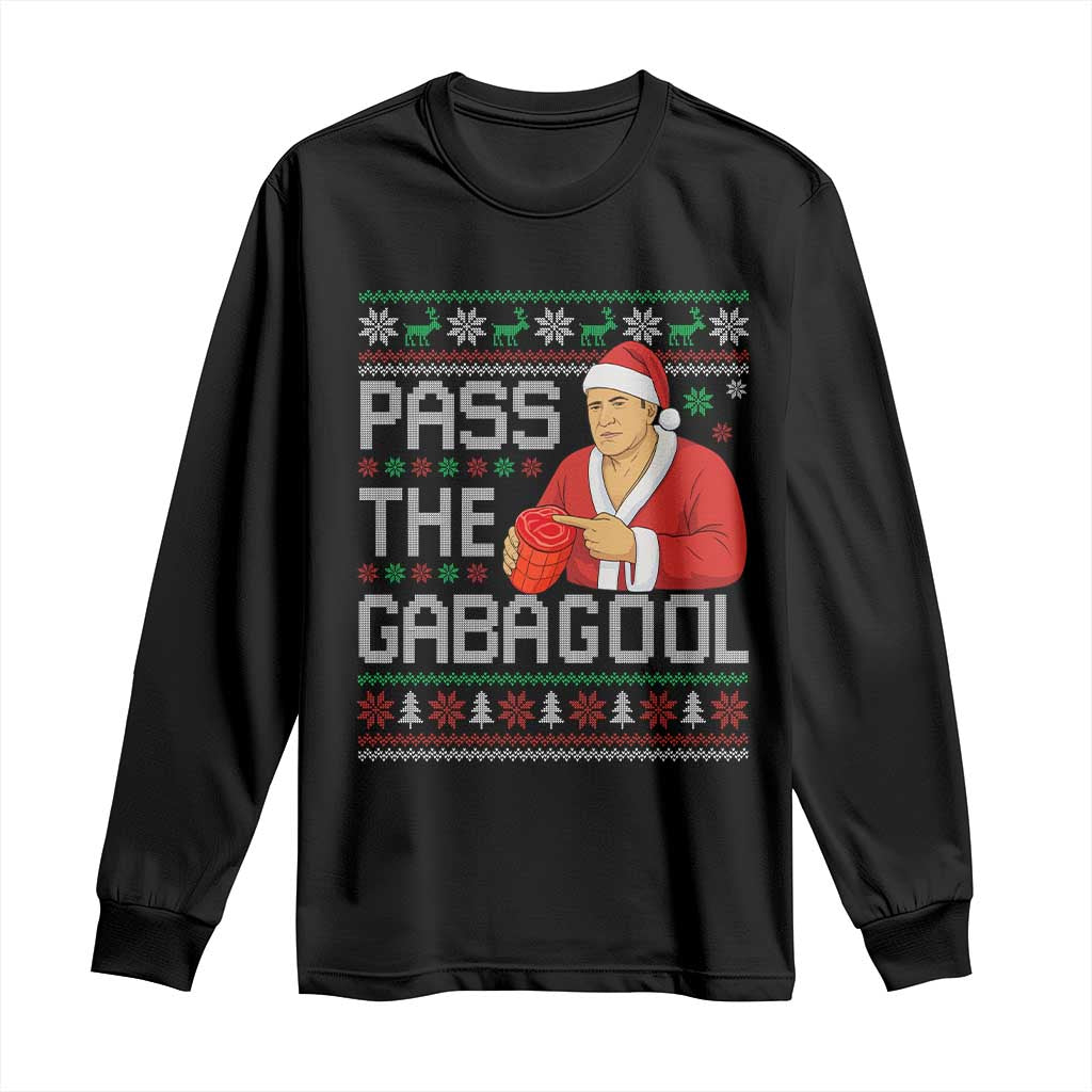 Funny Pass The Gabagool Christmas Long Sleeve Shirt Italian Food Xmas Mafia Gangster Movie TS11 Black Print Your Wear
