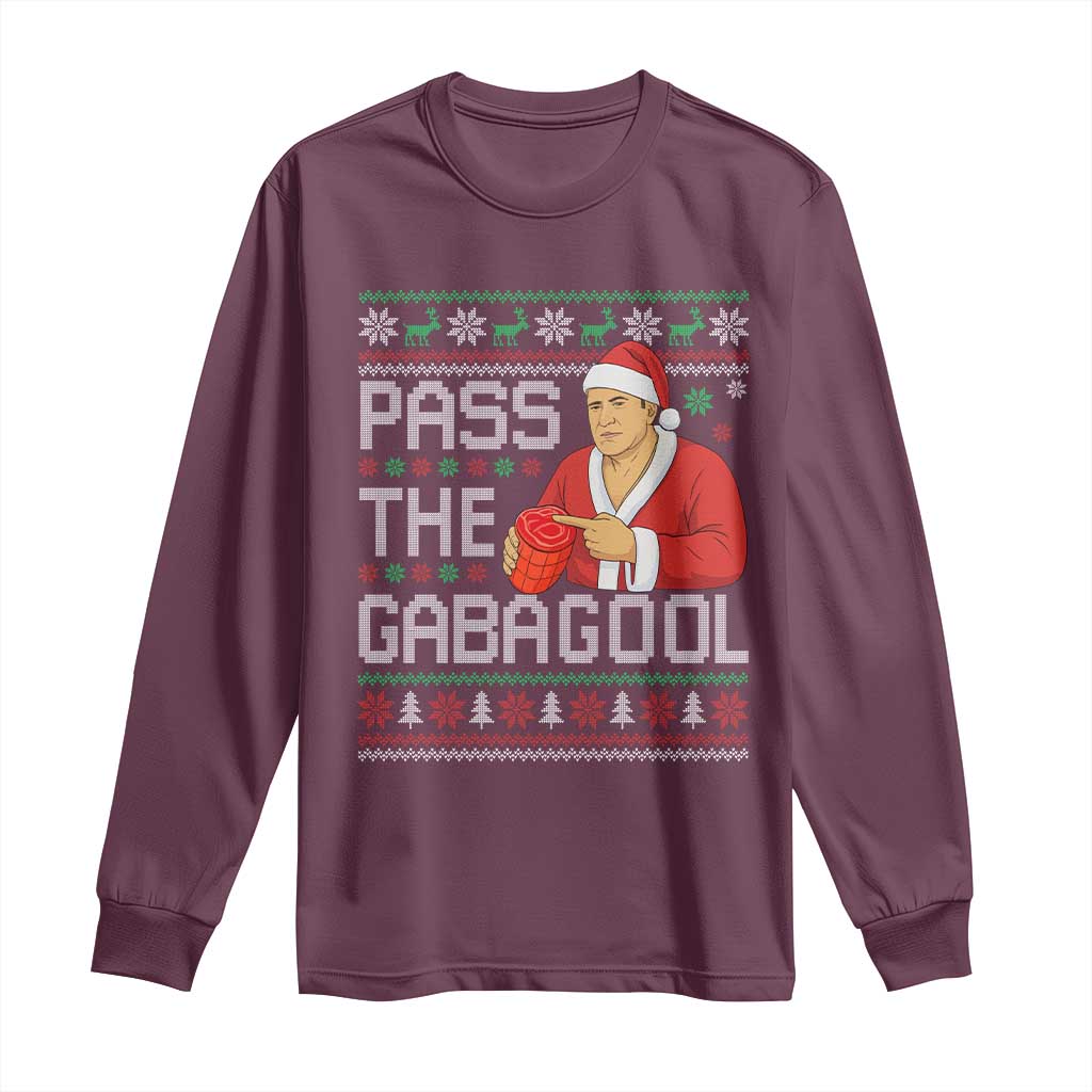 Funny Pass The Gabagool Christmas Long Sleeve Shirt Italian Food Xmas Mafia Gangster Movie TS11 Maroon Print Your Wear
