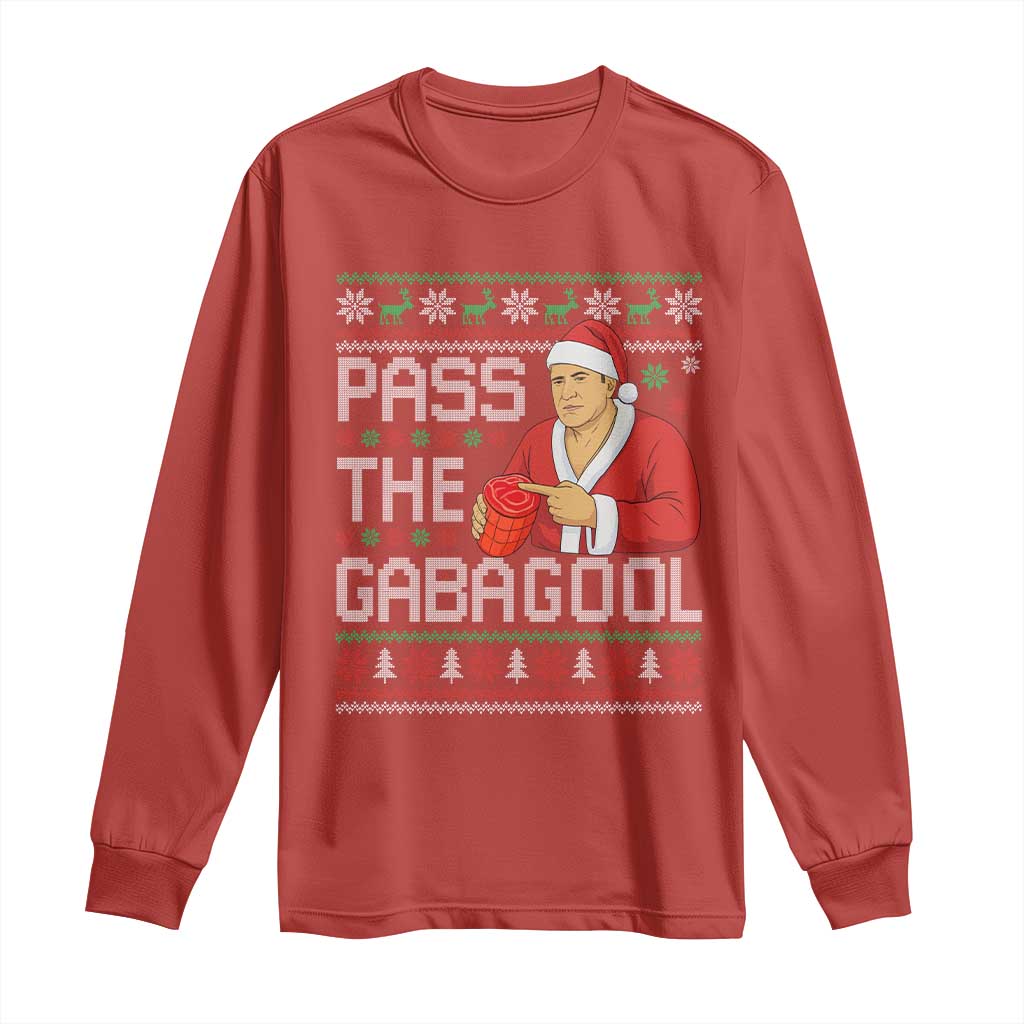 Funny Pass The Gabagool Christmas Long Sleeve Shirt Italian Food Xmas Mafia Gangster Movie TS11 Red Print Your Wear