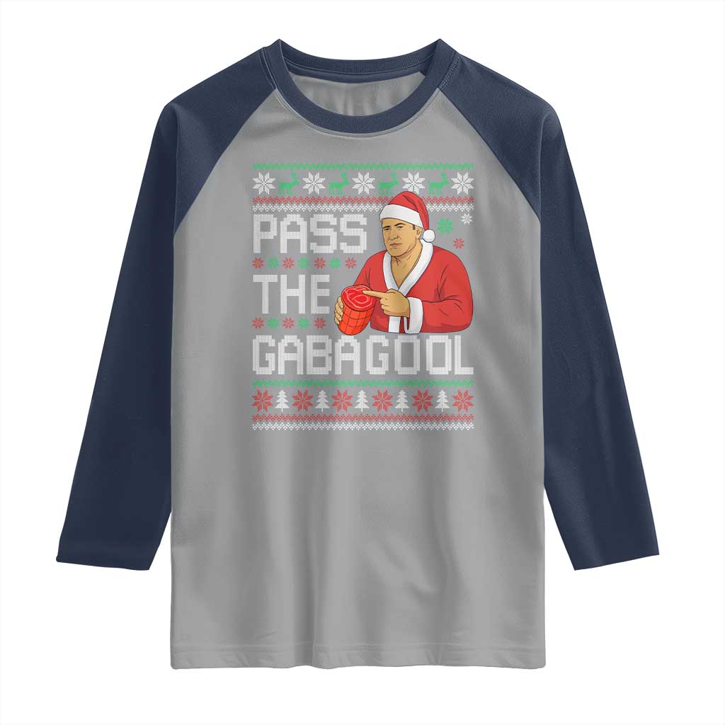 Funny Pass The Gabagool Christmas Raglan Shirt Italian Food Xmas Mafia Gangster Movie TS11 Sport Gray Navy Print Your Wear