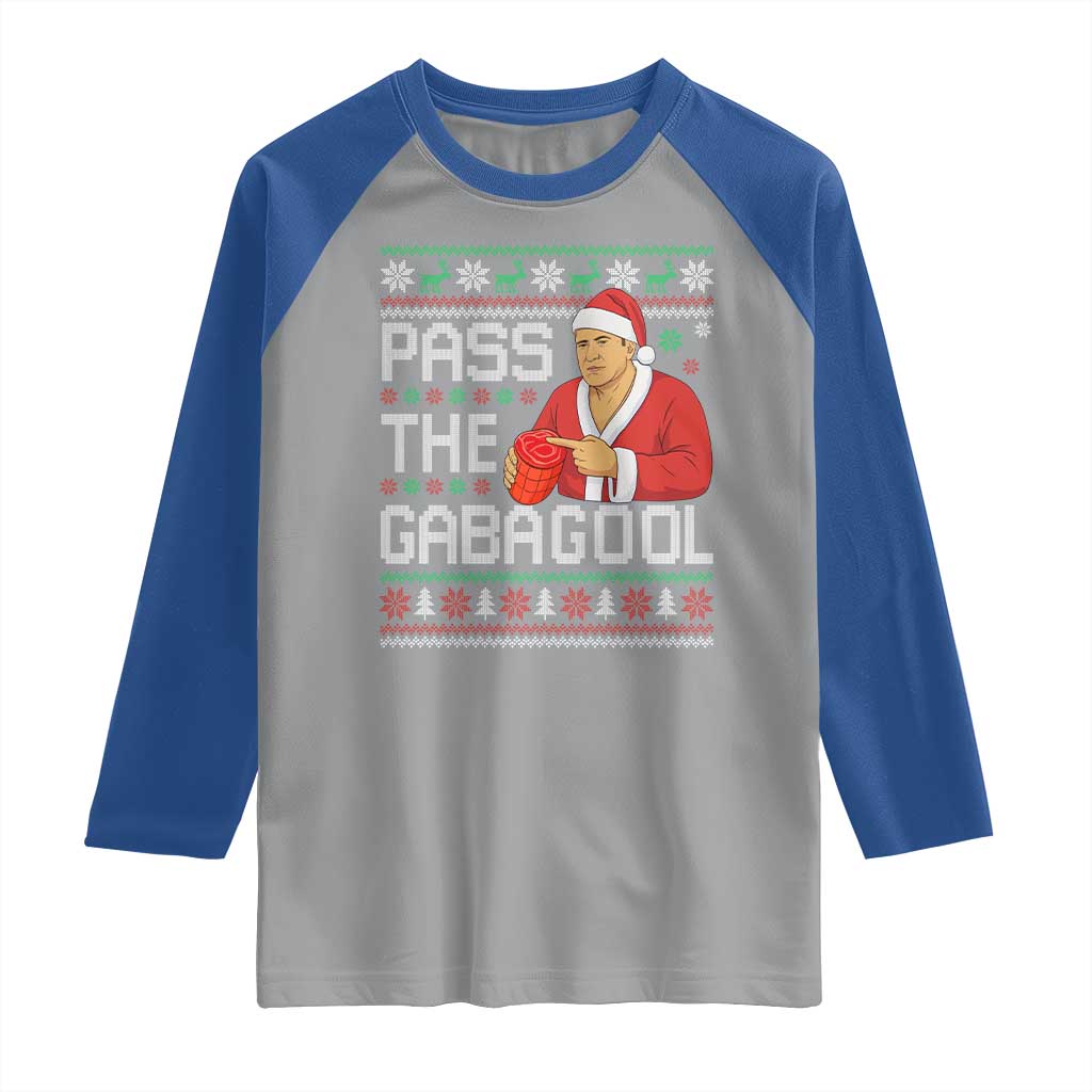 Funny Pass The Gabagool Christmas Raglan Shirt Italian Food Xmas Mafia Gangster Movie TS11 Sport Gray Royal Print Your Wear