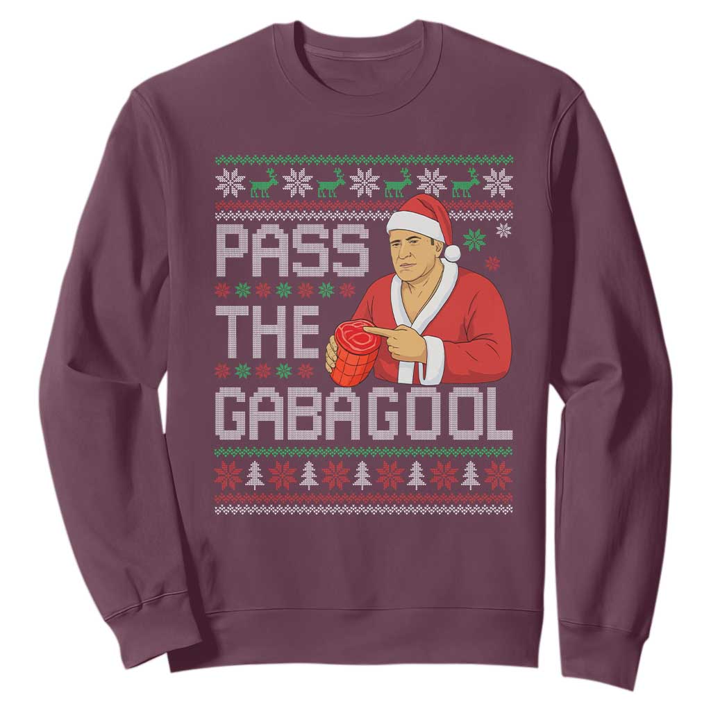 Funny Pass The Gabagool Christmas Sweatshirt Italian Food Xmas Mafia Gangster Movie TS11 Maroon Print Your Wear