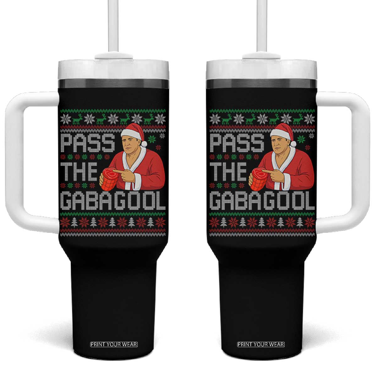 Funny Pass The Gabagool Christmas Tumbler With Handle Italian Food Xmas Mafia Gangster Movie TS11 One Size: 40 oz Black Print Your Wear