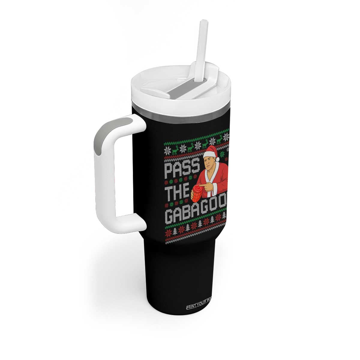 Funny Pass The Gabagool Christmas Tumbler With Handle Italian Food Xmas Mafia Gangster Movie TS11 Print Your Wear
