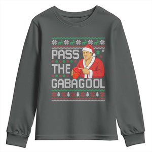 Funny Pass The Gabagool Christmas Youth Sweatshirt Italian Food Xmas Mafia Gangster Movie TS11 Dark Heather Print Your Wear
