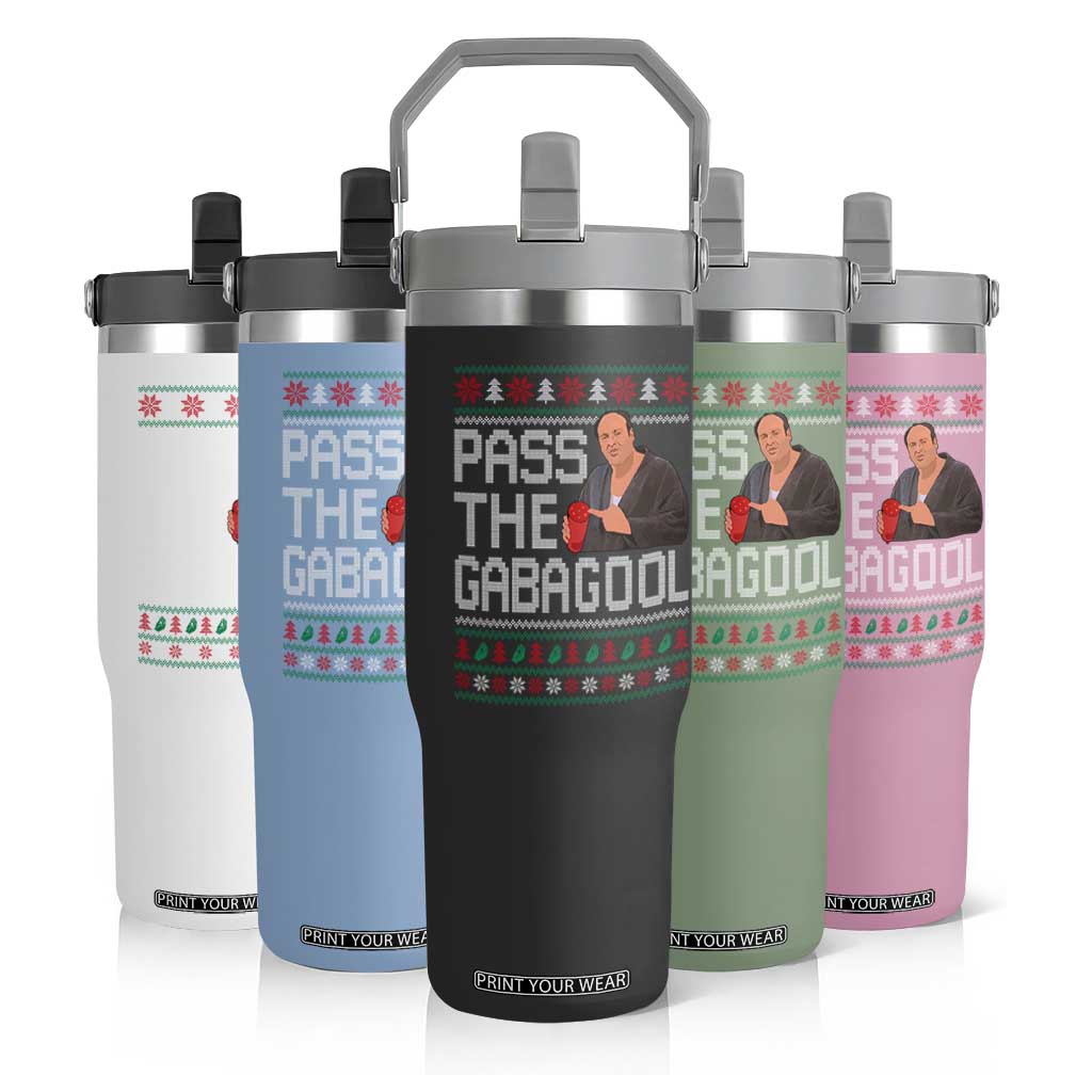 Funny Pass The Gabagool Christmas Flip Straw Tumbler Italian Food Xmas Mafia Movie TS11 Print Your Wear